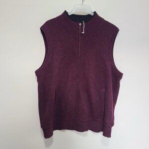 Pendleton Men’s Shetland Wool Fleece Vest Burgundy Black Reversible Size XL